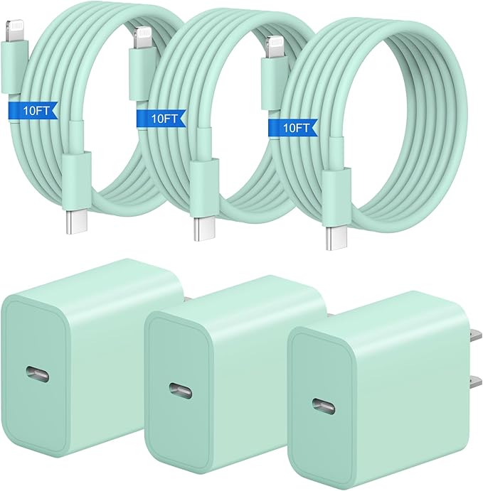 iPhone Fast Charger 3+3Pack 20W USB C Wall Charger by STAMISH