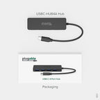 Plugable USB C to USB Adapter Hub, 4 Port USB 3.0 Hub, USB Splitter - Image 6