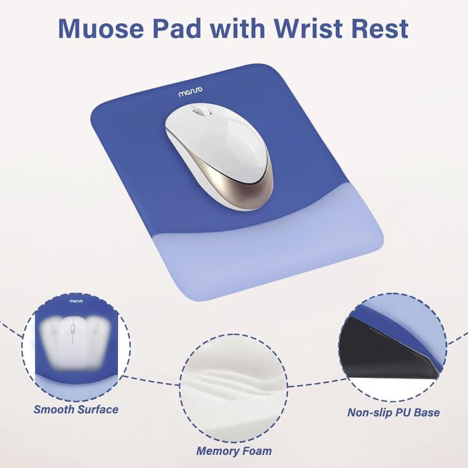 MOSISO Wrist Rest Support for Mouse Pad&Keyboard Set, Rectangular Ergonomic - Image 3