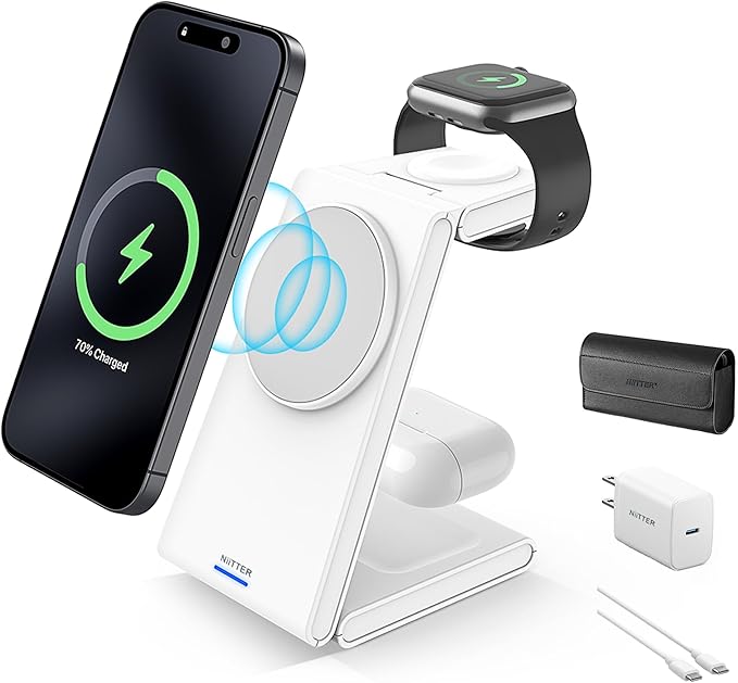 3 in 1 Wireless Charging Station, Magnetic Foldable Wireless Charger, Fast by NiiTTER
