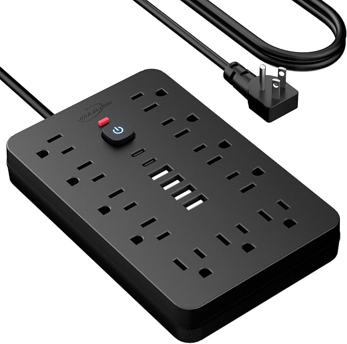 15 FT Flat Plug Surge Protector Power Strip, 11 Multiple AC Outlets - Image 2