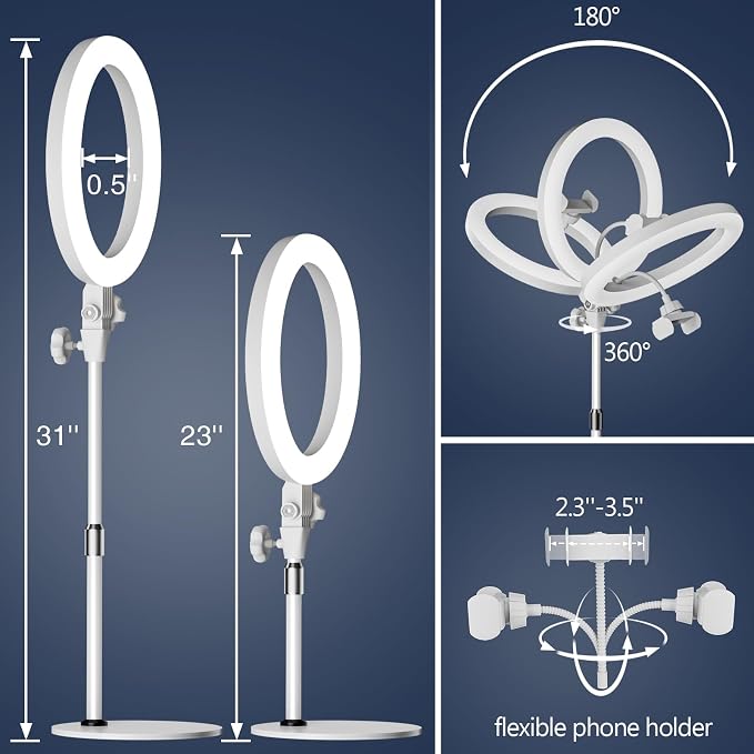 Desktop Ring Light with Stand and Phone Holder, Zoom Lighting - Image 6