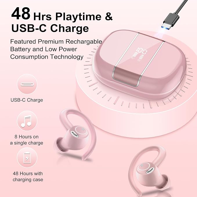 Wireless Earbuds Bluetooth 5.3 Headphones Sports, 48Hrs Playtime Bluetooth - Image 4