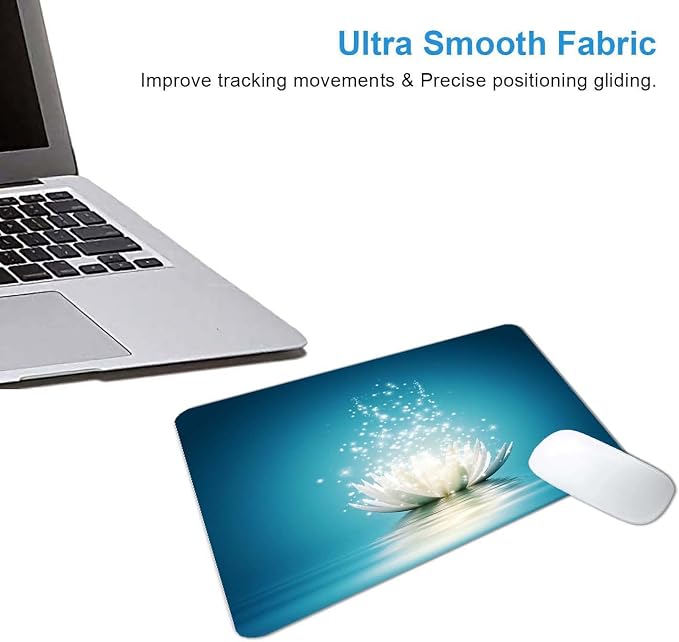 White Lotus Mouse Pad, Cute Floral Mouse pad, Custom Small Mouse Pads - Image 4