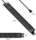 JUNNUJ Heavy Duty Power Strip Wall Mount, 20 Amp Surge Protector 1200J Metal 8 - Image 2