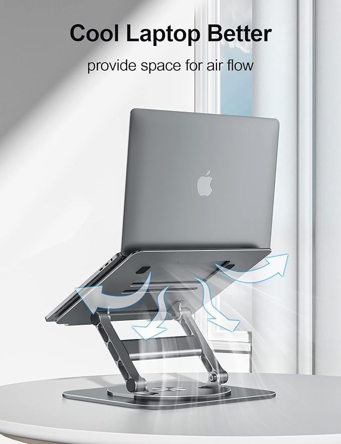 Laptop Stand, 360 Swivel Aluminum Computer Stand Ergonomic Laptop Riser - Image 6
