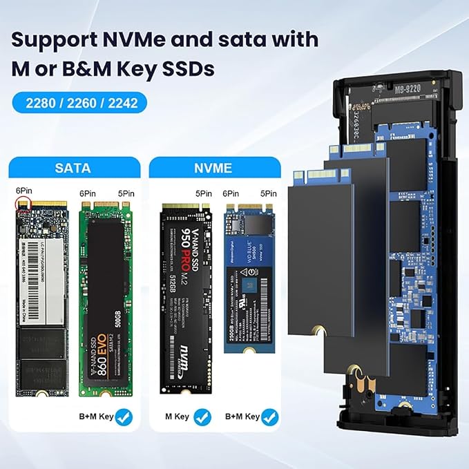 CY Type-C USB3.2 USB4 20Gbps to M-Key M.2 NGFF NVME SATA SSD PCBA Enclosure - Image 2