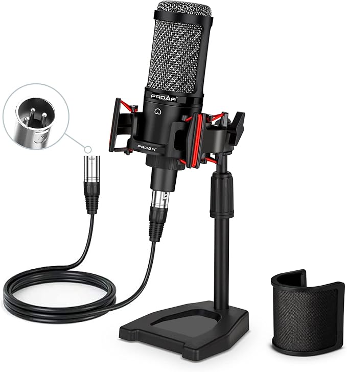 XLR Podcast Microphone Professional Cardioid Condenser Microphone by PROAR