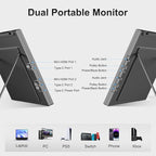 Dual Portable Monitor, 18.5" 1080P FHD IPS Folding Stacked Triple Laptop Screen - Image 7