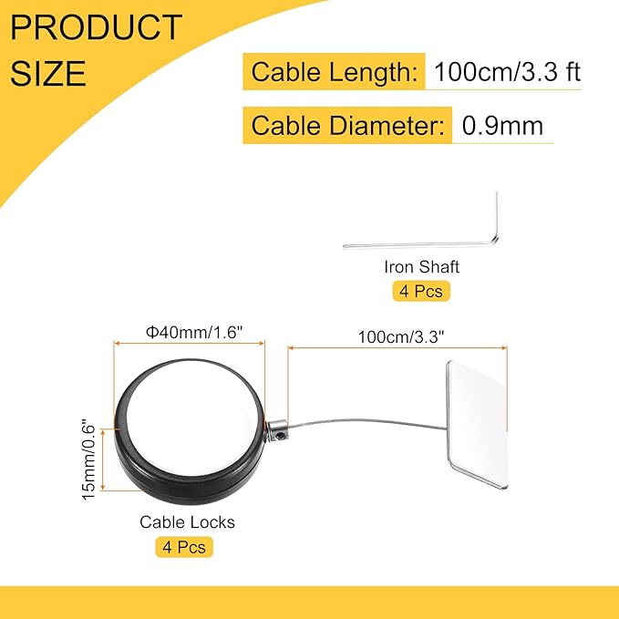MECCANIXITY 3.3ft Retractable Cable Lock - Image 2