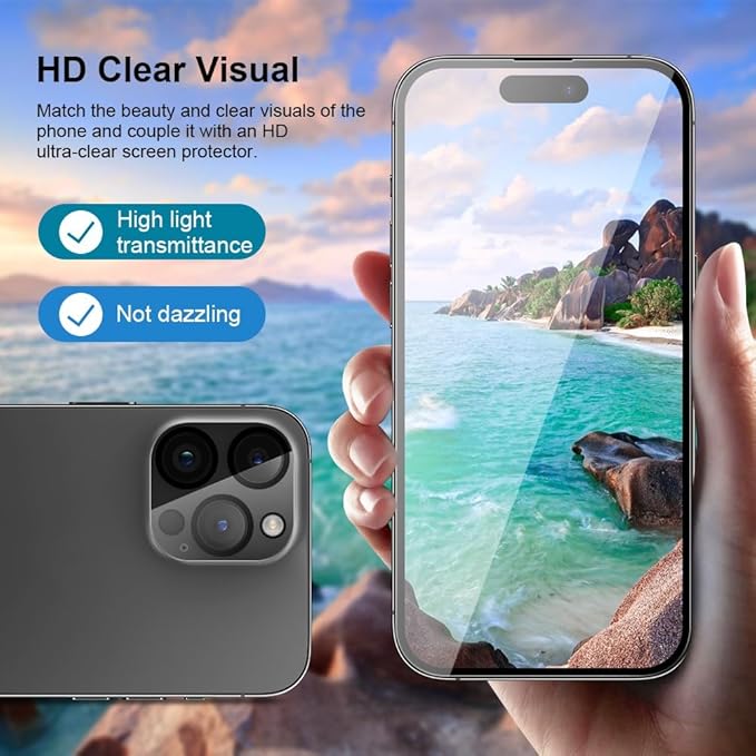 Full Edge Coverage 9H+ Glass 2 Pack+2 Camera lens cover - Image 4