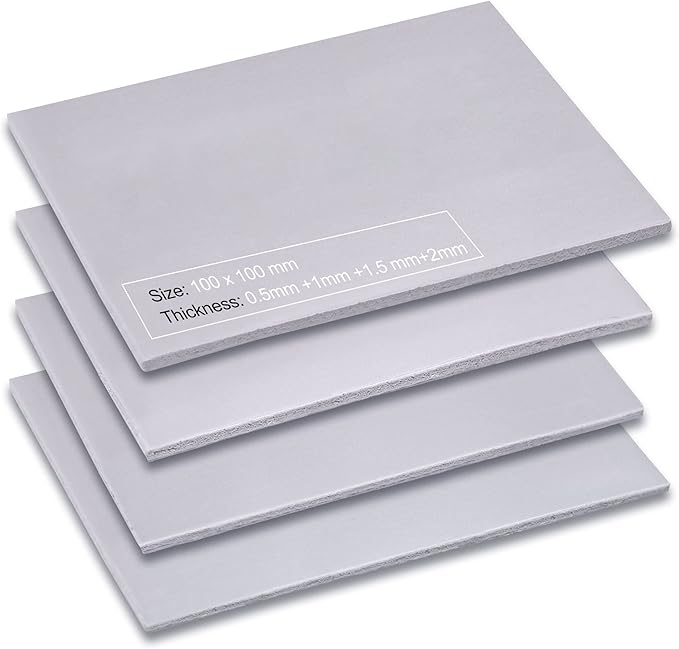Aairhut 4 Pack 13 W/m.K Thermal Pads, 100 x 100 mm 0.5 mm+1 mm+1.5 mm+2 mm by Aairhut