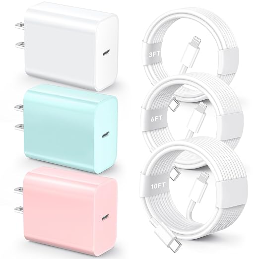 for iPhone 14 13 12 11 Fast Charger, 3 Pack 20W USB C Charger Block by happymovement