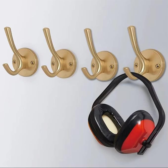 4 Packs Gold Coat Hooks, Decorative Towel Hooks, Heavy Duty Double Prong Wall - Image 5