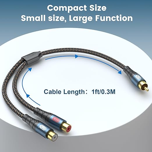 EMK RCA Splitter 1 Male to 2RCA Female Copper Shell Gold-Plated Y Adapter RCA - Image 7