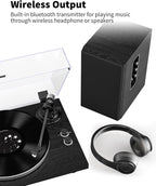 Turntable Vinyl Record Player Support Bluetooth Output Phono/Line Switch Pitch - Image 2