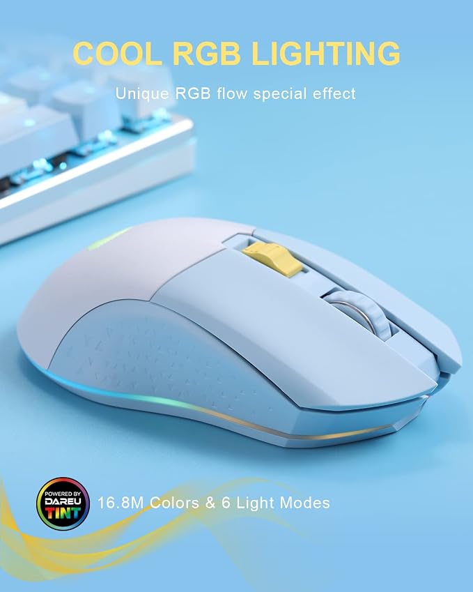 DAREU Wireless Wired Gaming Mouse Dual-Mode Rechargeable 7 Programmable Buttons - Image 2