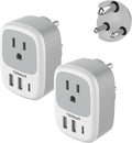 2 Pack US to India Plug Adapter, TESSAN Type D Travel Adapter by TESSAN