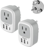 2 Pack US to India Plug Adapter, TESSAN Type D Travel Adapter by TESSAN