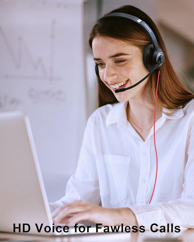 USB Headset with Microphone for PC, On-Ear Computer Laptop Headphones with - Image 6