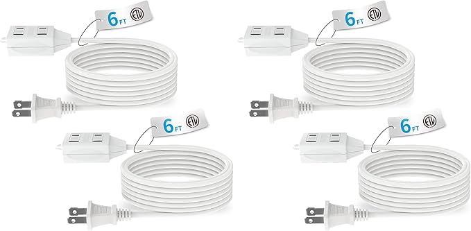 TiFFCOFiO Indoor Extension Cord, 2 Prong 6 Feet Extension Cord, 3 Polarized by TiFFCOFiO