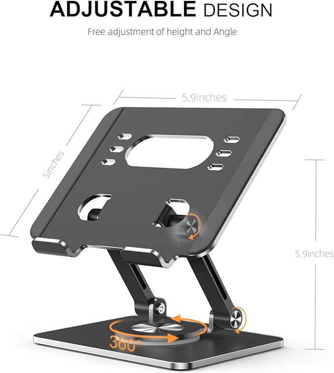 Tablet Stand Holder with Thickened 360°Rotating Base Dual Rod Adjustable - Image 3