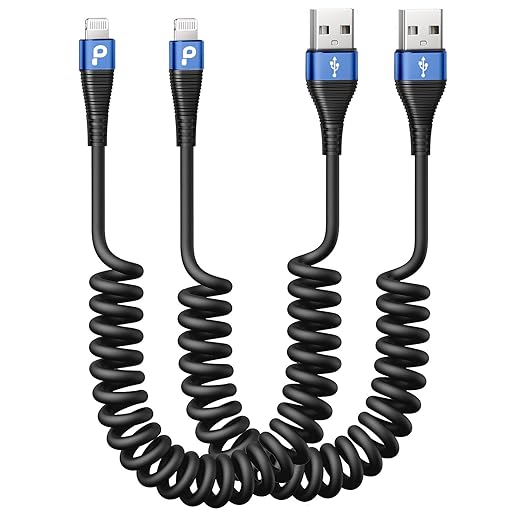 iPhone Charger Cable for Car 3FT, Retractable Charging Cord Compatible by PRAKIE