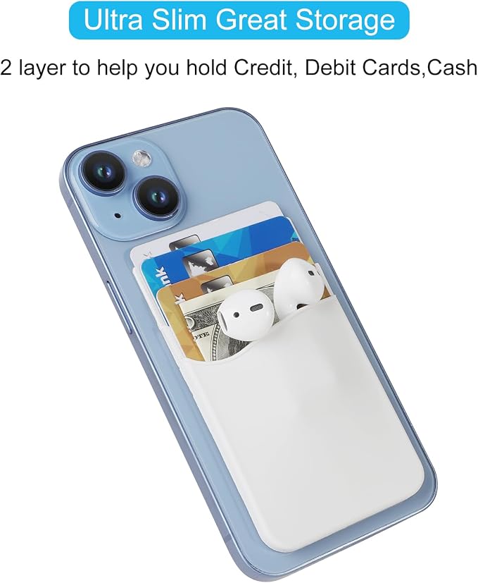 SS Phone Wallet, Card Holder for Phone Case Stick on Silicone Double Phone - Image 3