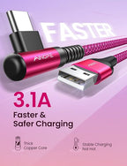AINOPE USB C Cable Type C Charger Fast Charging, Right Angle USB A to USB C - Image 5