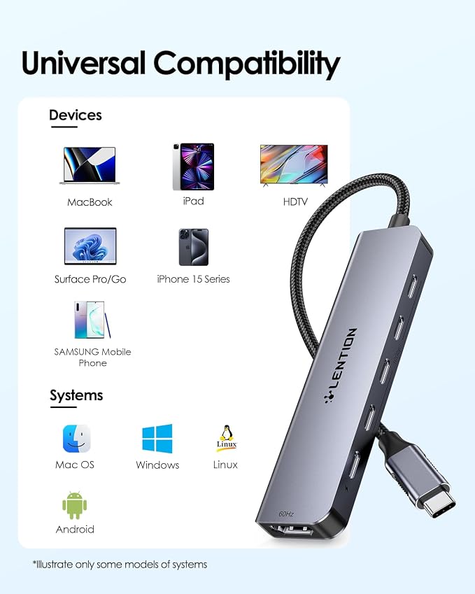LENTION 6-in-1 USB C Hub Dock - Image 7