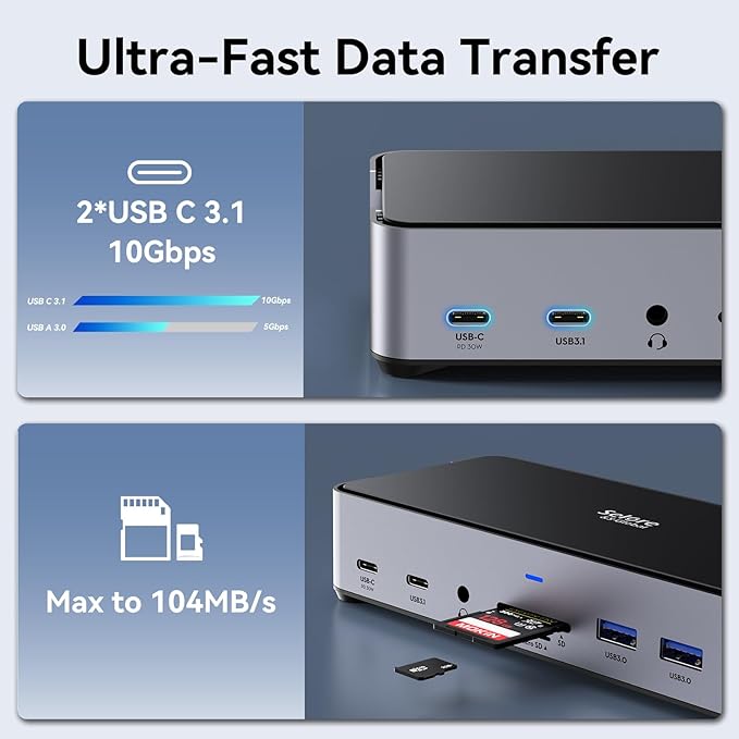 USB C Docking Station 3 Monitors Laptop Dock Dual Monitor - Image 7