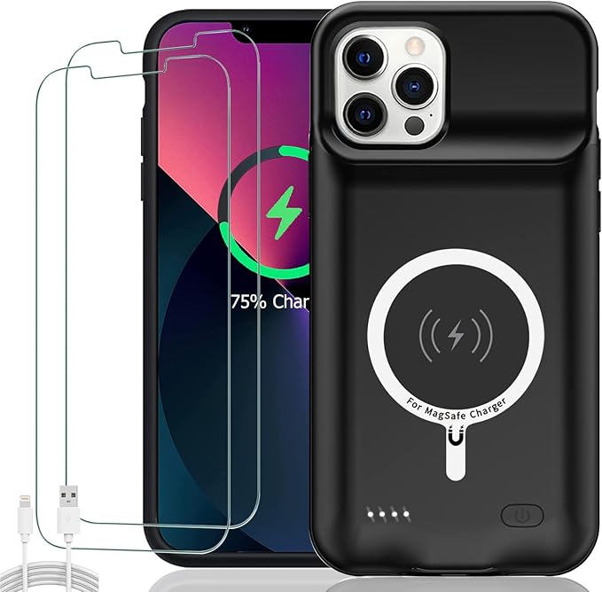 Battery Case for iPhone 12 Pro/ 12, Upgraded 10000mAh Rechargeable Portable by KCKEBLM