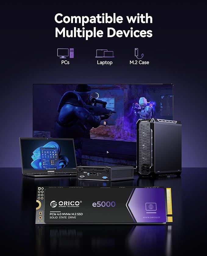 ORICO e5000 1TB SSD M.2 NVMe 2280 PCIe Gen4 5100MB/s Internal Solid State Drive - Image 4