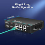 8 Port Gigabit PoE Switch with 2 Uplink Gigabit Ports, VIMIN 10 Port Unmanaged - Image 5
