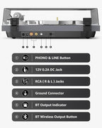 Turntable Record Player Wireless Output Carbon Fiber Tonearm Vinyl Player - Image 4