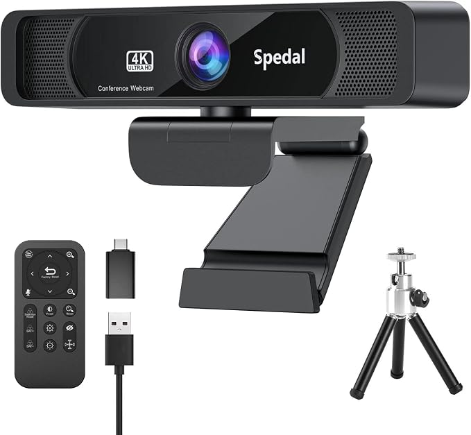 Spedal 4K UHD Webcam with Built-in AI Noise Reduction Dual Microphones by Spedal