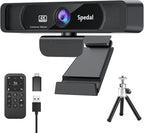 Spedal 4K UHD Webcam with Built-in AI Noise Reduction Dual Microphones by Spedal