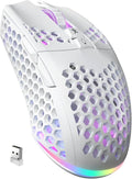 SM600 White Wireless Gaming Mouse, 8000 DPI Tri-Modes BT5.1/Type-C Wired/2.4G by SOLAKAKA