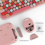 KNOWSQT Wireless Keyboard and Mouse Combo, Light Pink 100 Keys 2.4 GHz Round - Image 4