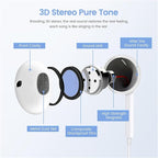 2 Pack USB C Headphones for iPhone 17, Type C Earbuds Wired Earbuds - Image 3