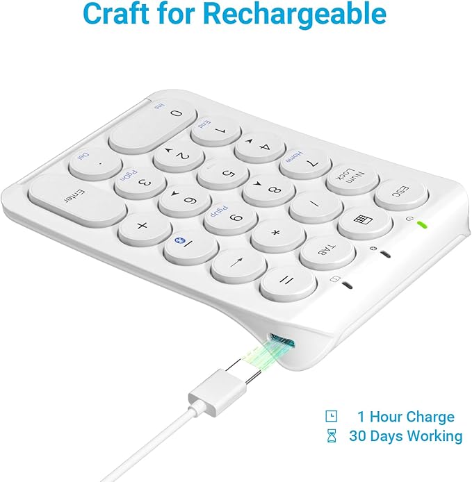 iClever Number Pad, KP08 Bluetooth Number Pad, Ultra Slim and Lightweight - Image 3