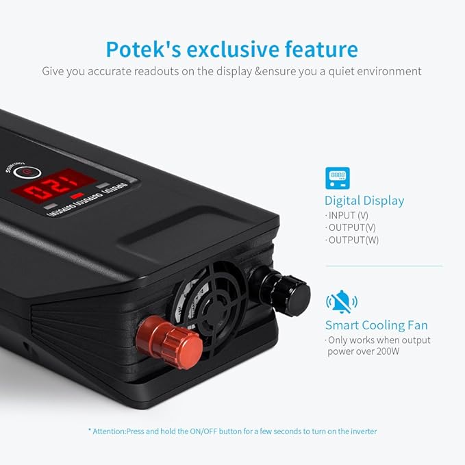 POTEK 750W Power Inverter 12V DC to 110V AC Car Adapter - Image 3