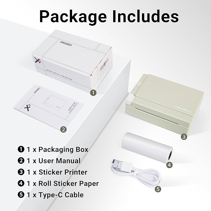 ORGBRO Sticker Printer Machine, X3 Mini Printer Print Pods Portable Thermal - Image 9