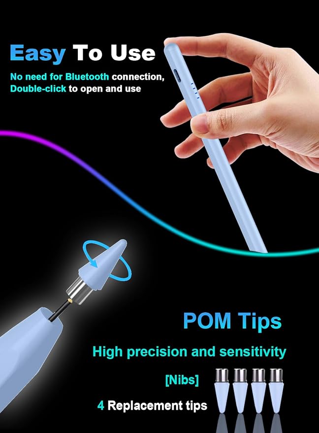 Stylus Pen for Android Tablet/Phone Pom Tips Fast Charge Stylus Pen for iPhone - Image 5
