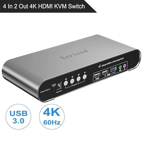4 Computers 2 Monitors USB 3.0 HDMI KVM Switch 4K@60Hz - Image 2