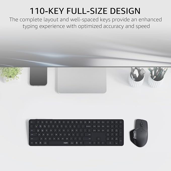 Rapoo 9560M Wireless Keyboard and Mouse Combo, Blade-Series E9550L 110-Key - Image 3