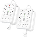 2 Pack 6 FT Flat Plug Surge Protector Power Strip, 11 Multiple AC Outlets by Unknown