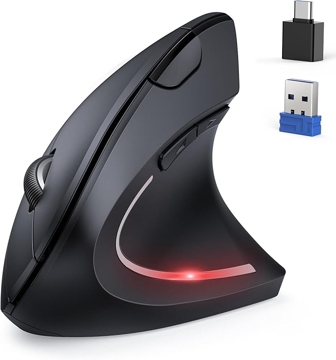 TECKNET Ergonomic Mouse, Jiggler Bluetooth Wireless Vertical Mouse, 4800 DPI by Tecknet