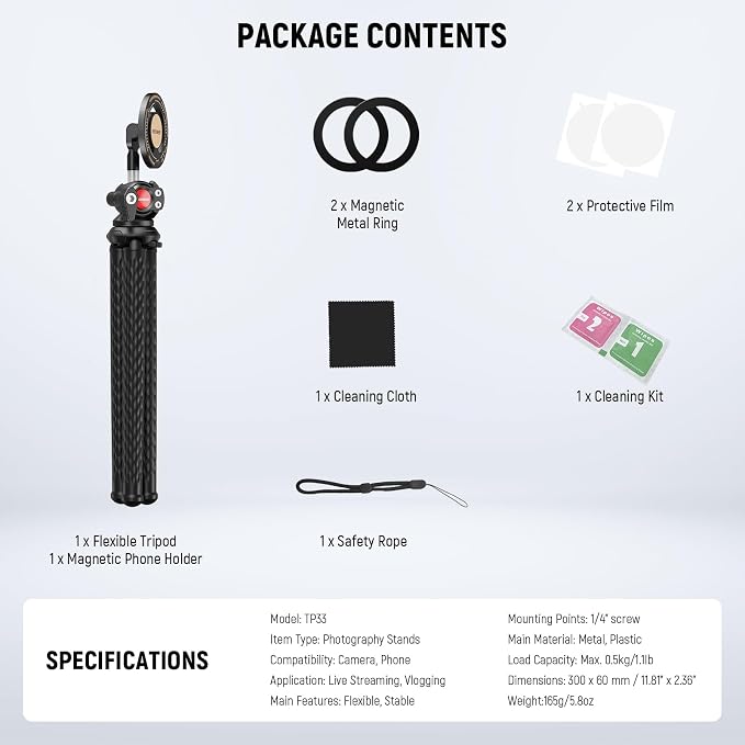NEEWER Magnetic Flexible Phone Tripod Compatible - Image 8