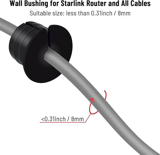 Cable Routing Kit for Starlink for 1 inch Wall Hole, Wall Bushing Grommet - Image 4